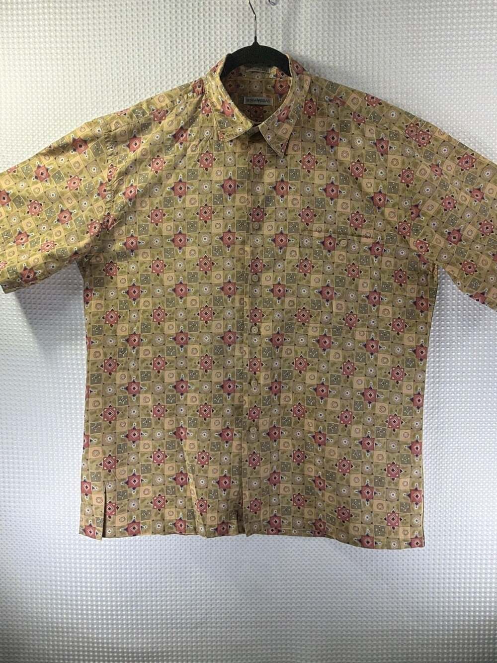 Burma Bibas Vintage 60 Singles Cotton Lawn Geometric Pattern Button Down Shirt